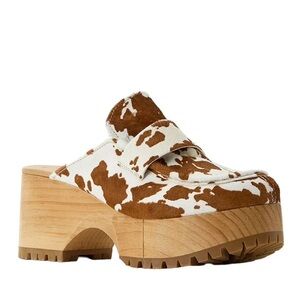 Free People NEW Corbin Cowprint Clog Loafer